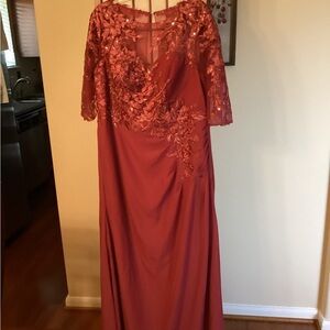 JJs House mulberry Cowl Neck 3/4 Sleeve Gown